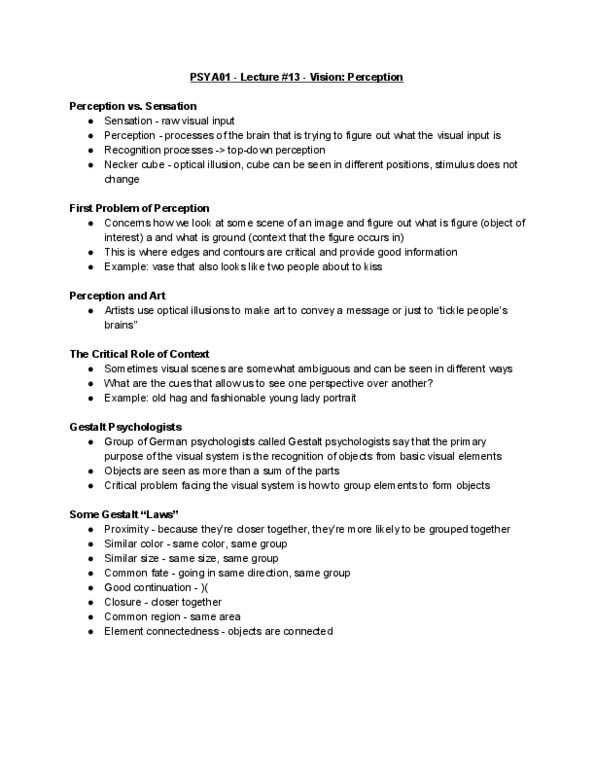 PSYA01H3 Lecture Notes - Lecture 13: Necker Cube, Optical Illusion, Critical Role thumbnail