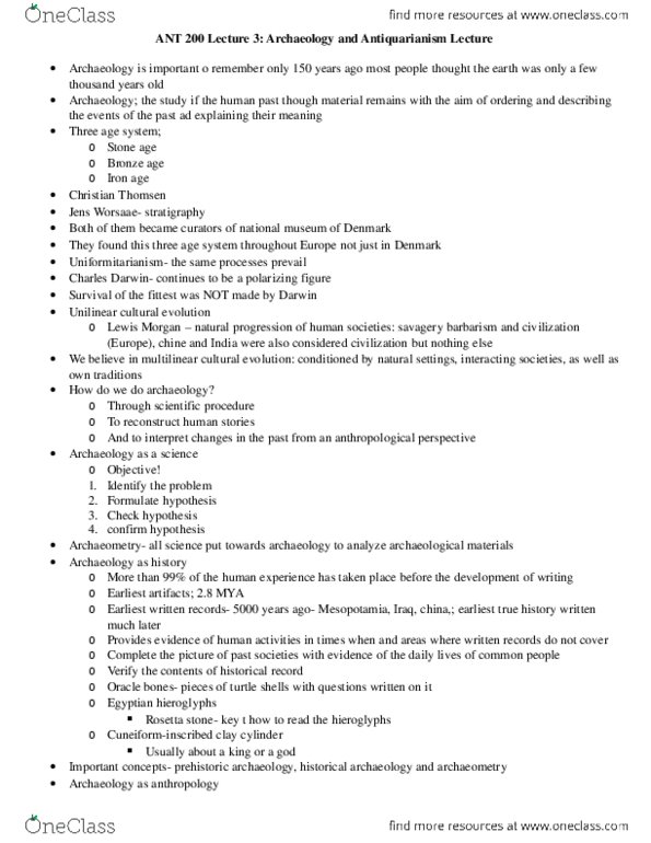 ANT200H5 Lecture Notes - Lecture 3: Pseudoarchaeology thumbnail