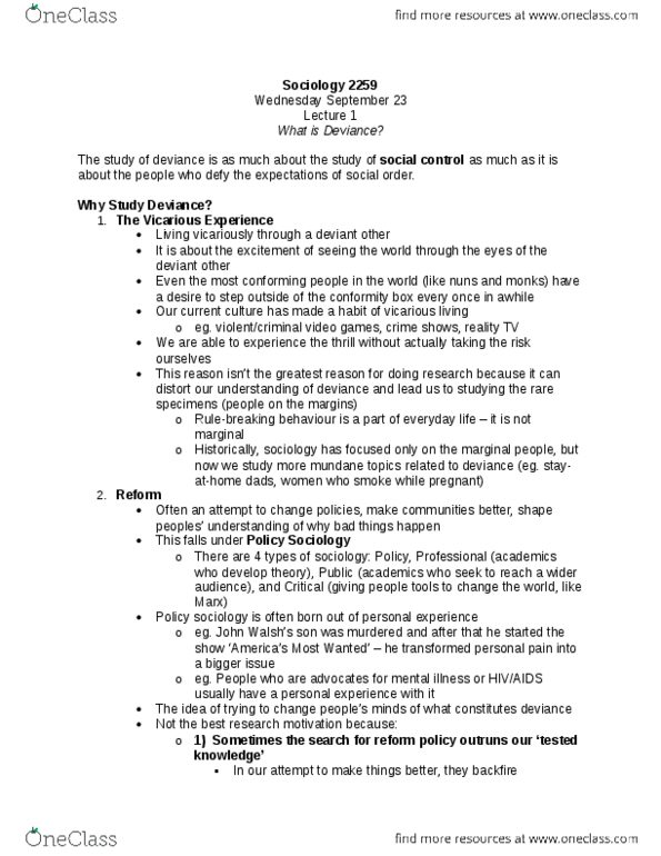 Sociology 2259 Lecture Notes - Lecture 2: Price Fixing, Flight Attendant, Scientific Method thumbnail