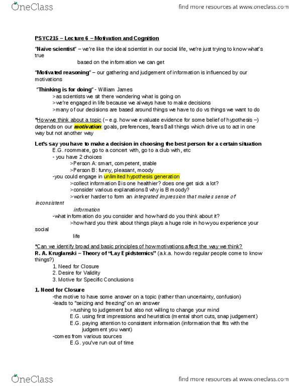 PSYC 215 Lecture Notes - Lecture 6: Implicit Stereotype, Oneword, List Of Countries By Intentional Homicide Rate thumbnail