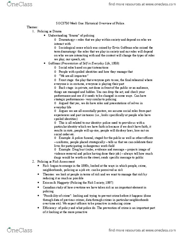 SOC 3750 Lecture Notes - Lecture 1: London Metropolitan University, White-Collar Crime, Dominion Police thumbnail