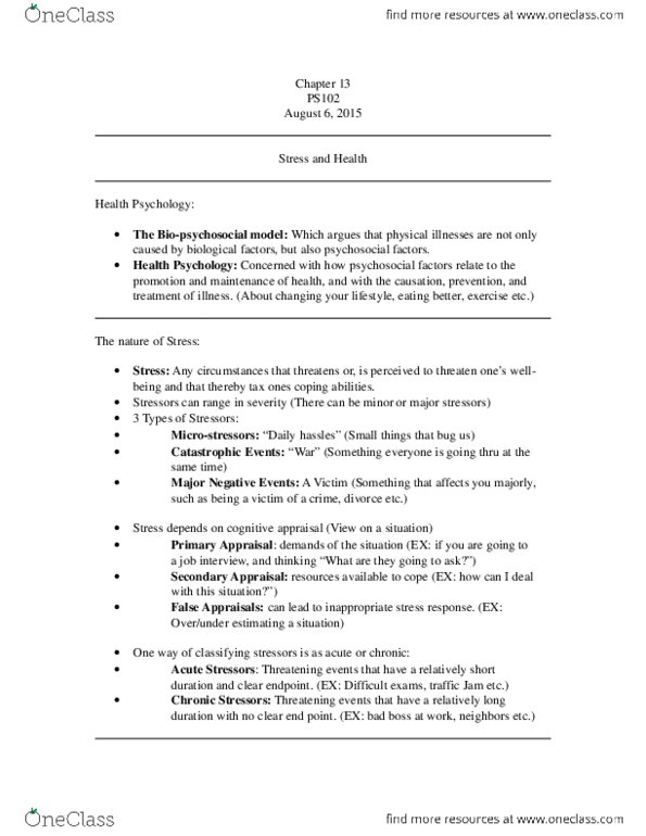 PS102 Lecture Notes - Lecture 6: United States Academic Decathlon, Type A And Type B Personality Theory, Conscientiousness thumbnail