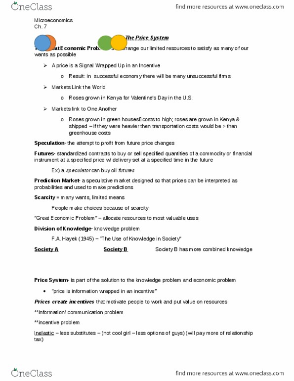 ECON 201 Lecture Notes - Lecture 7: Price System, Financial Instrument thumbnail