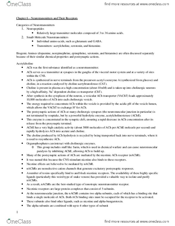 LIFESCI 2AP3 Chapter Notes - Chapter 6: Rectifier, Substance P, Granisetron thumbnail