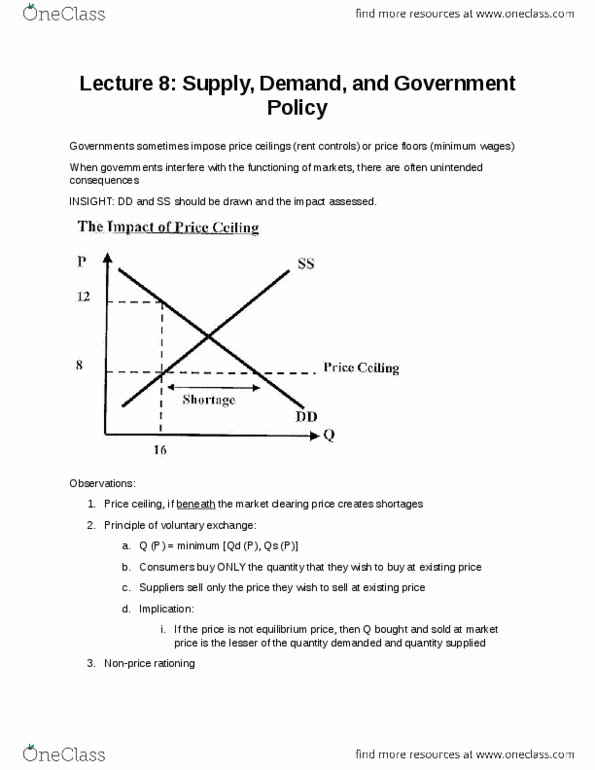 ECO101H1 Lecture Notes - Lecture 8: Working Poor, Price Ceiling, Market Clearing thumbnail