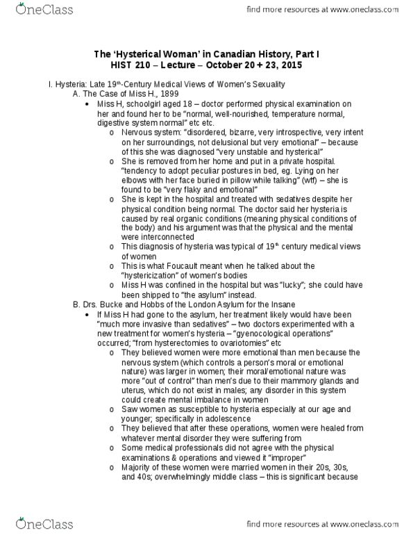 HIST 210 Lecture Notes - Lecture 11: Brothel, Slutwalk, Moodle thumbnail