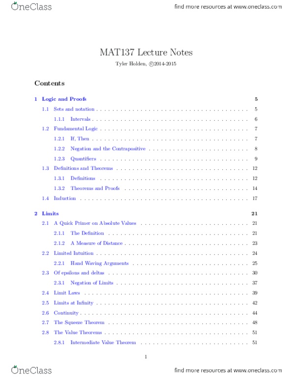 MAT137Y1 Lecture 1: LectureNotes137_Preview thumbnail
