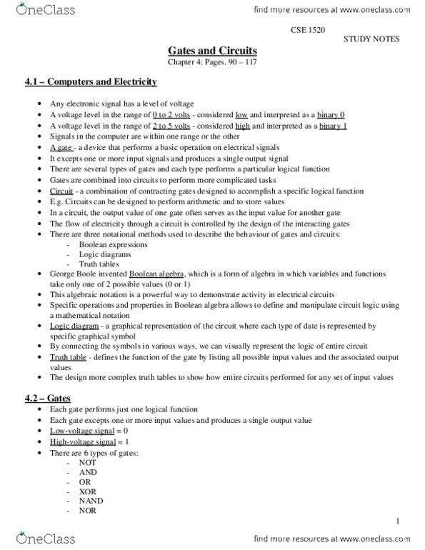 EECS 1520 Chapter Notes - Chapter 4: Perforin, Sequential Logic, Multiplexer thumbnail