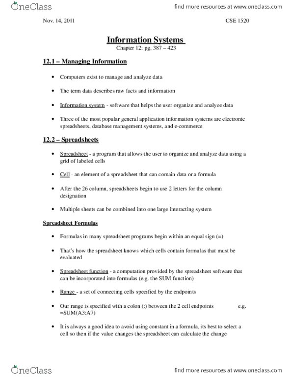 EECS 1520 Chapter Notes - Chapter 12: Query Language, Pattern Matching, Database Engine thumbnail