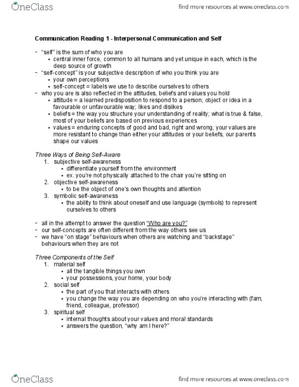 SPCOM204 Lecture Notes - Lecture 1: Impression Management, Canadian Indian Residential School System, Ingroups And Outgroups thumbnail