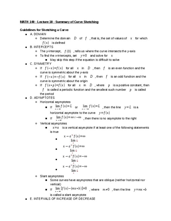 MATH 140 Lecture Notes - Lecture 18: Even And Odd Functions, Maxima And Minima, Periodic Function thumbnail