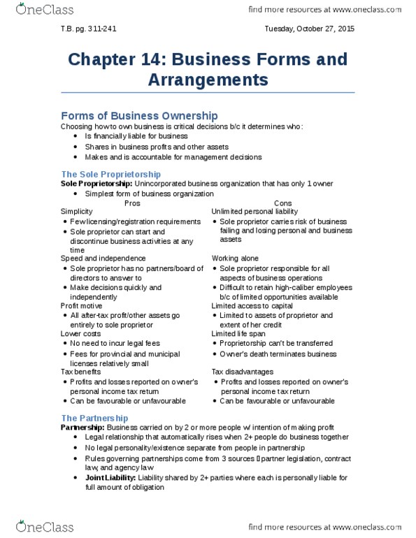 Management and Organizational Studies 2275A/B Chapter Notes - Chapter 14: Net Income, Tax Avoidance, Profit Motive thumbnail