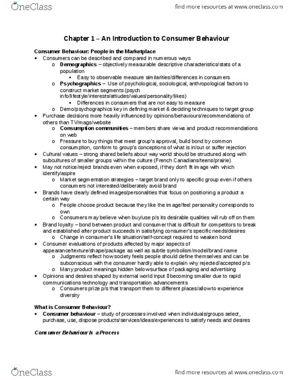 Management and Organizational Studies 1021A/B Chapter Notes - Chapter 1: Social Class, Psychographic, Secular Humanism thumbnail