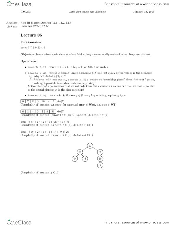 CSC263H1 Lecture Notes - Lecture 5: European Route E6, Hash Table, Binary Search Tree thumbnail