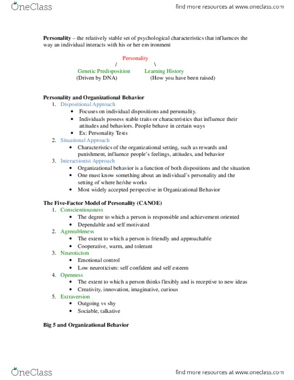 COLLAB 2N03 Lecture Notes - Lecture 2: Conscientiousness, Extraversion And Introversion thumbnail