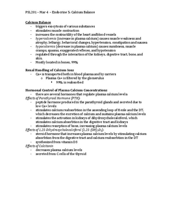 PSL201Y1 Chapter : PSL201 – Mar 4 – Endocrine 5 Calcium Balance.docx thumbnail