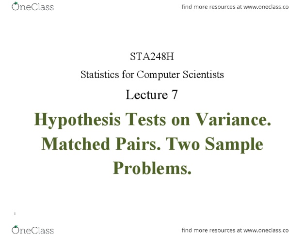 STA248H1 Lecture Notes - Lecture 7: Null Hypothesis, Confidence Interval, Interval Estimation thumbnail