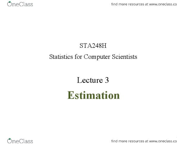 STA248H1 Lecture Notes - Lecture 3: Statistical Model, Standard Deviation, Sampling Distribution thumbnail