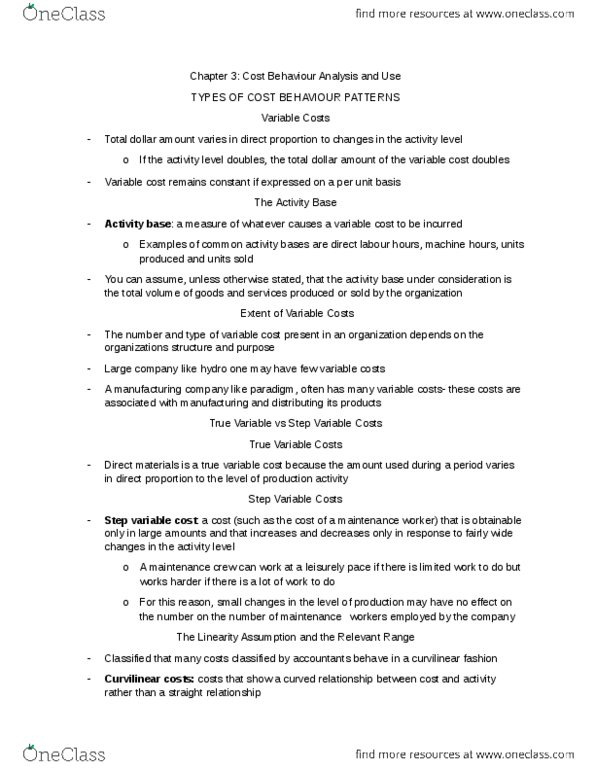 ACCT 2230 Chapter Notes - Chapter 3: Planning Horizon, Contribution Margin, Income Statement thumbnail