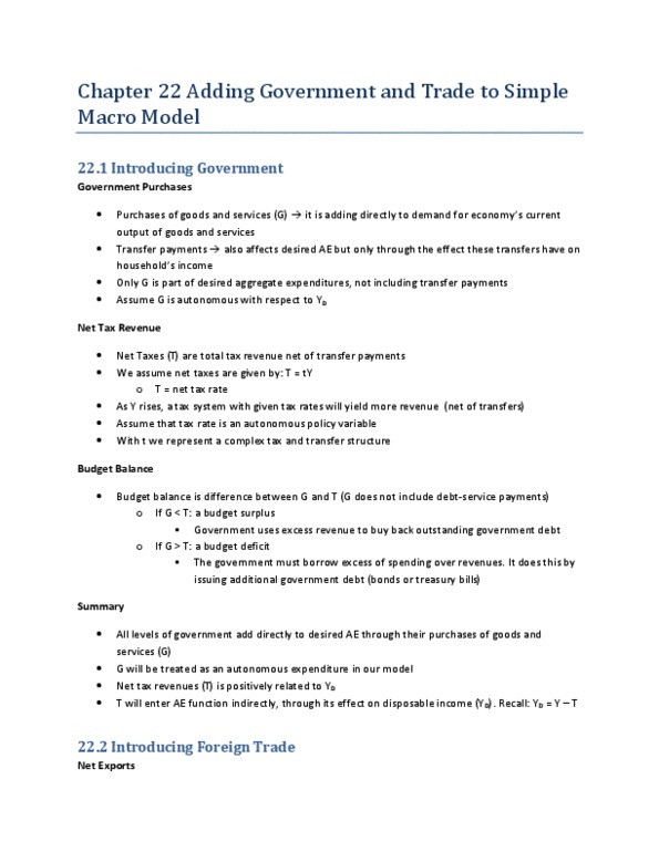 ECON 209 Lecture : Chapter 22 Adding Government and Trade to Simple Macro Model.docx thumbnail