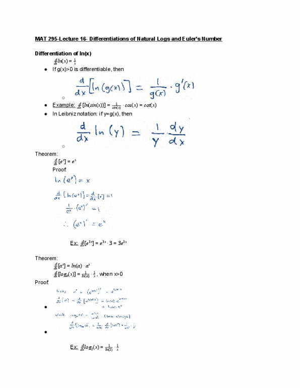 MAT 295 Lecture Notes - Lecture 16: Inverse Function thumbnail