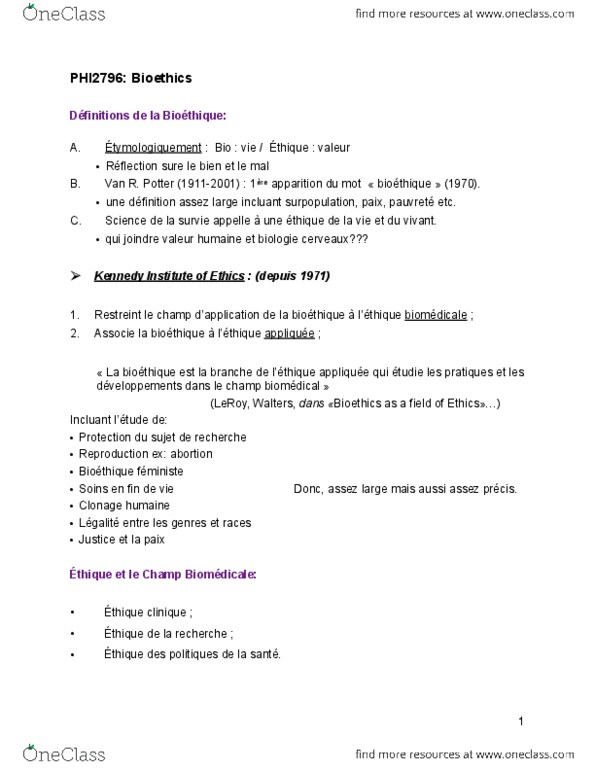 PHI 2796 Lecture Notes - Lecture 1: Le Devoir, Le Droit, Blood Transfusion thumbnail