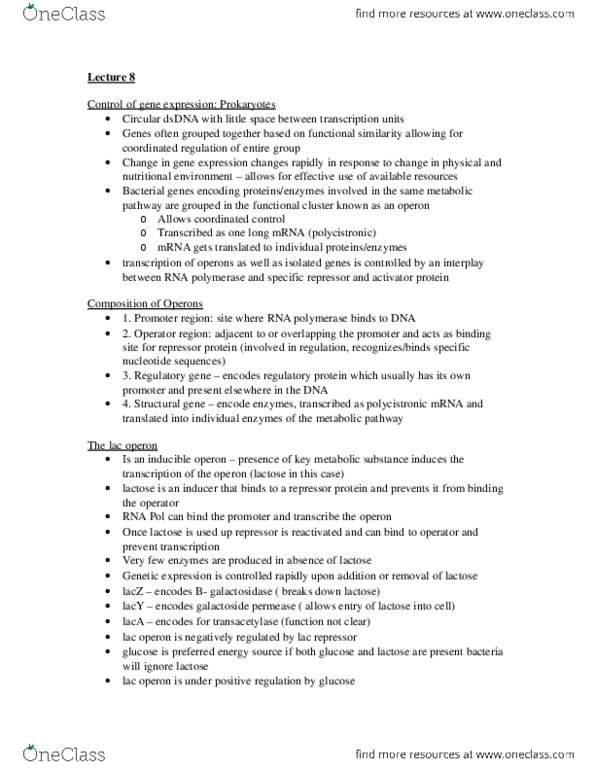 BIOB11H3 Lecture Notes - Lecture 8: Response Element, Histone Deacetylase, Leucine thumbnail