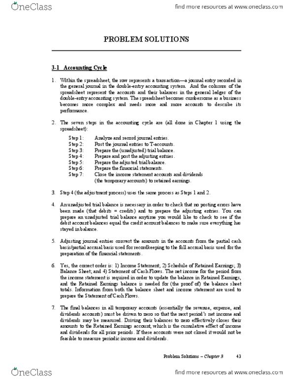 ACC 300 Chapter Notes - Chapter 3: Accrual, Retained Earnings, Trial Balance thumbnail