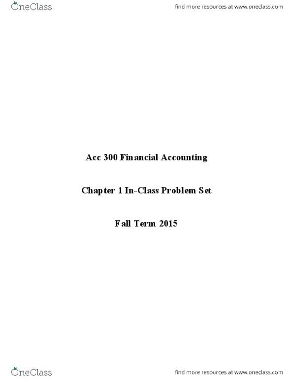 ACC 300 Lecture Notes - Lecture 1: Lloyd Carr, Income Tax, Retained Earnings thumbnail