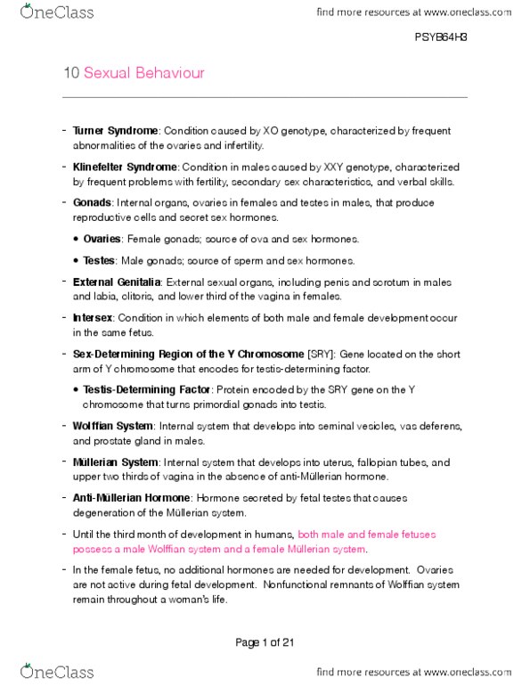 PSYB64H3 Chapter Notes - Chapter 10-12, 14-15: Congenital Adrenal Hyperplasia, Luteinizing Hormone, Vas Deferens thumbnail