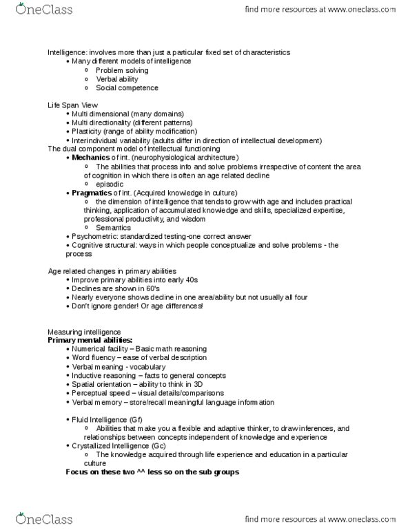 FRHD 2060 Lecture Notes - Lecture 10: Verbal Memory, Inductive Reasoning, Fluid And Crystallized Intelligence thumbnail