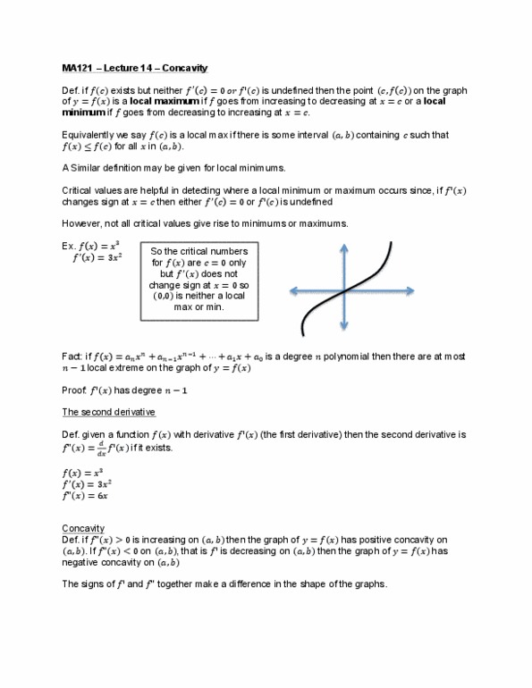 CAS MA 121 Lecture 14: Concavity thumbnail