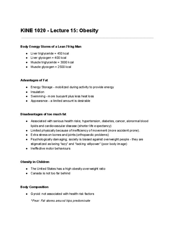 KINE 1020 Lecture Notes - Lecture 15: Antihistamine, Antihypertensive Drug, Liposuction thumbnail