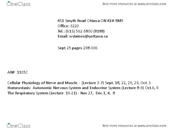 ANP 1105 Lecture Notes - Lecture 3: Neuromuscular Junction, Autonomic Nervous System, Raw Image Format thumbnail