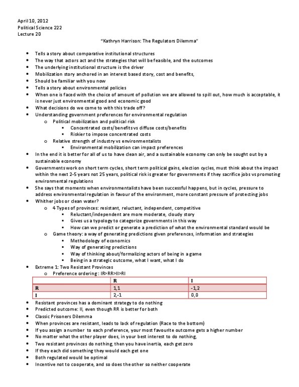 POLI 222 Lecture : The Regulators Dilemma thumbnail