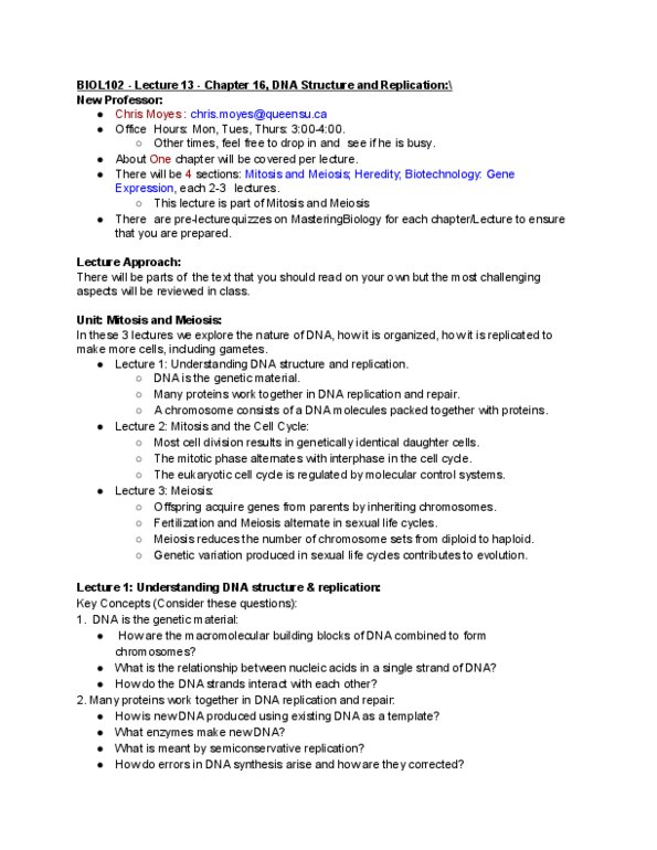 BIOL 102 Lecture Notes - Lecture 13: Pearson Education, Nucleoside Triphosphate, Thymine thumbnail