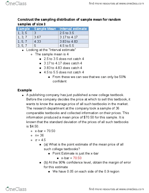 STP 231 Lecture Notes - Lecture 21: Standard Deviation, Point Estimation, Normal Distribution thumbnail