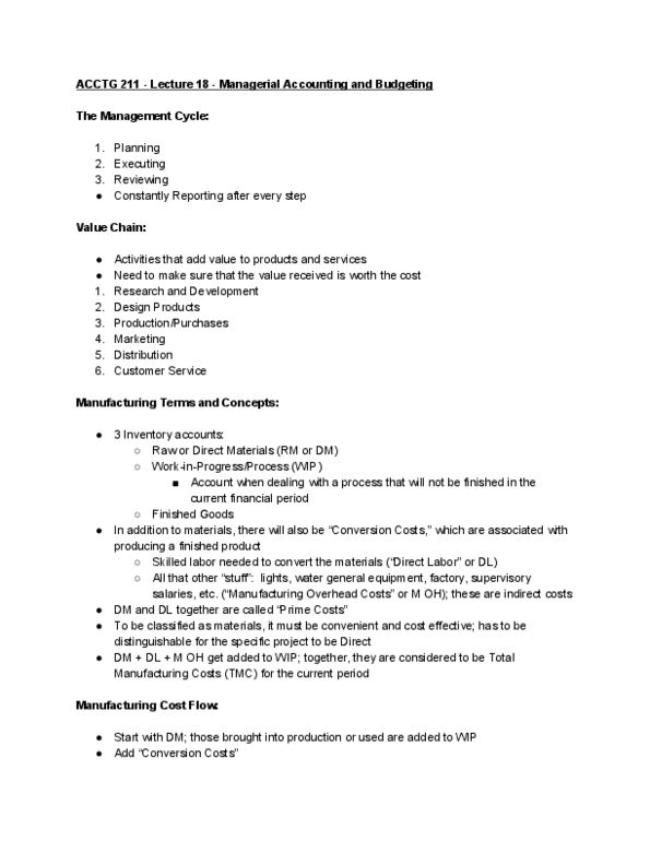 ACCTG 211 Lecture Notes - Lecture 18: Gondi People, Income Statement, Fixed Cost thumbnail