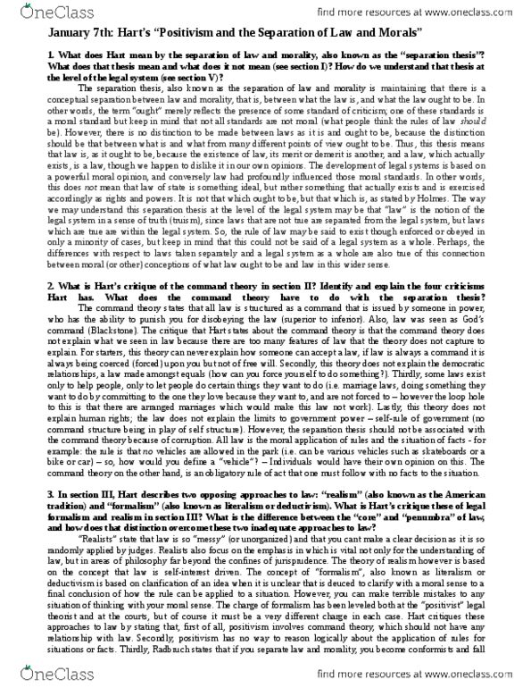 HUMA 1825 Chapter Notes - Chapter HLA Hart: Legal Positivism, Truism, Gustav Radbruch thumbnail