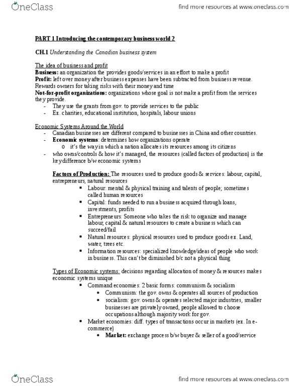 BUS 201 Chapter Notes - Chapter 1: Perfect Competition, Oligopoly, Demand Curve thumbnail