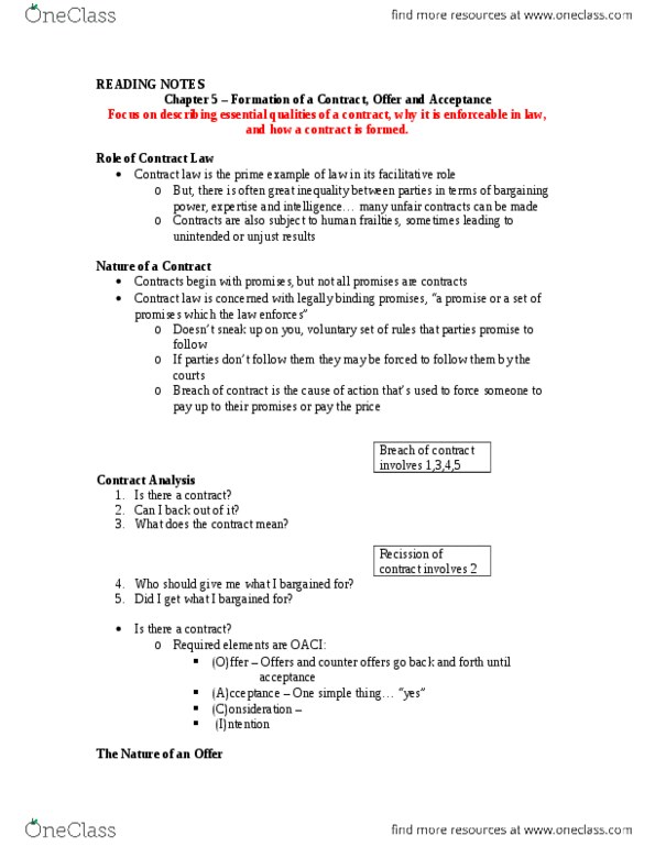 BU231 Chapter Notes - Chapter 5: Standard Form Contract, Columbia House, Positive Form thumbnail