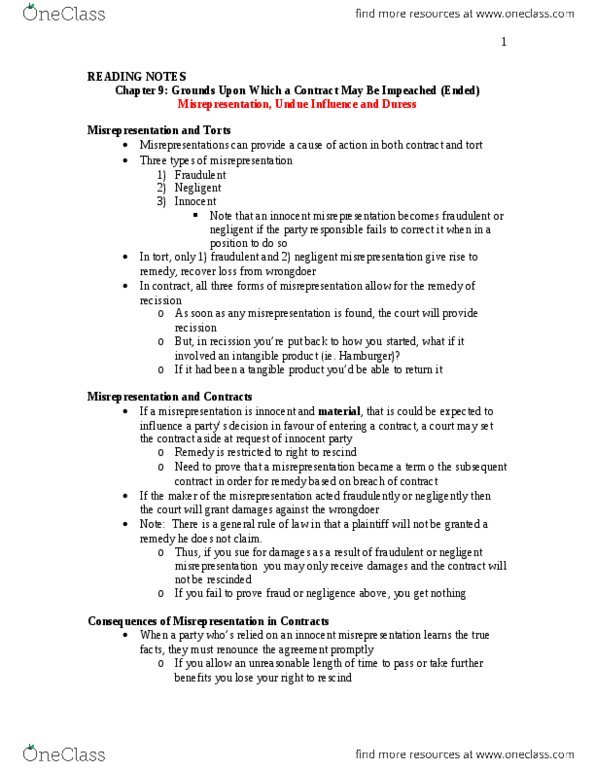 BU231 Chapter Notes - Chapter 9: Regulatory Offence, Credit Bureau, Standard Form Contract thumbnail