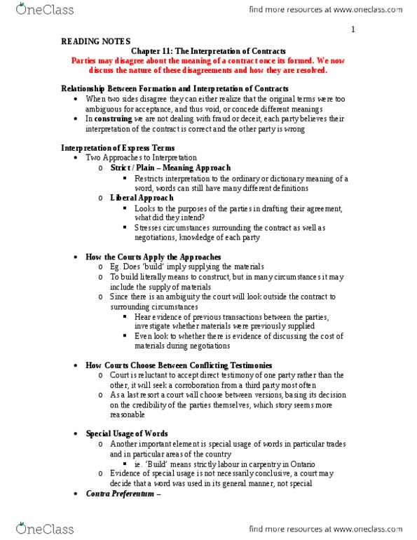 BU231 Chapter Notes - Chapter 11: Sobeys, Collateral Contract, Condition Precedent thumbnail