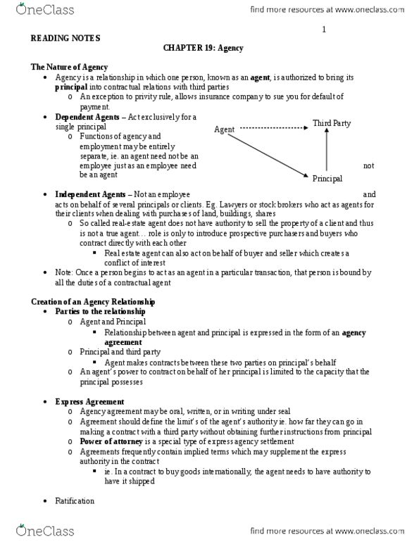 BU231 Chapter Notes - Chapter 19: Estoppel, Ope, Fiduciary thumbnail