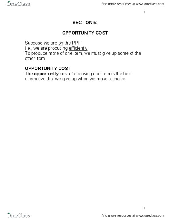 ECON 0110 Lecture Notes - Lecture 5: Opportunity Cost, European Cooperation In Science And Technology, Unit thumbnail