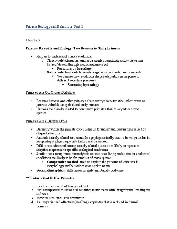 ANTH 203 Lecture : Part 2 Primate Ecology and Behaviour Chapter 5, 6, 7, 8 thumbnail