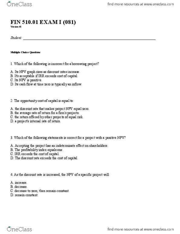 ADMS 2510 Lecture Notes - Lecture 16: Risk Premium, Mutual Fund, Decision Rule thumbnail