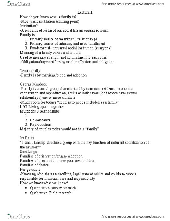 SOCI 247 Lecture 1: Soci 247: Lecture 1 Family thumbnail