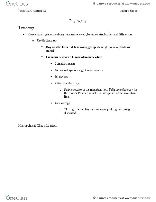 BIO 181 Lecture Notes - Lecture 11: Phylogenetic Tree, Vertebrate, Eukaryote thumbnail