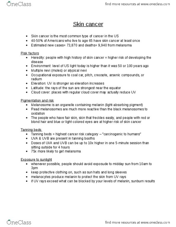 MICROBIO 160 Lecture Notes - Lecture 21: Dermis, Stratum Basale, Carcinoma thumbnail